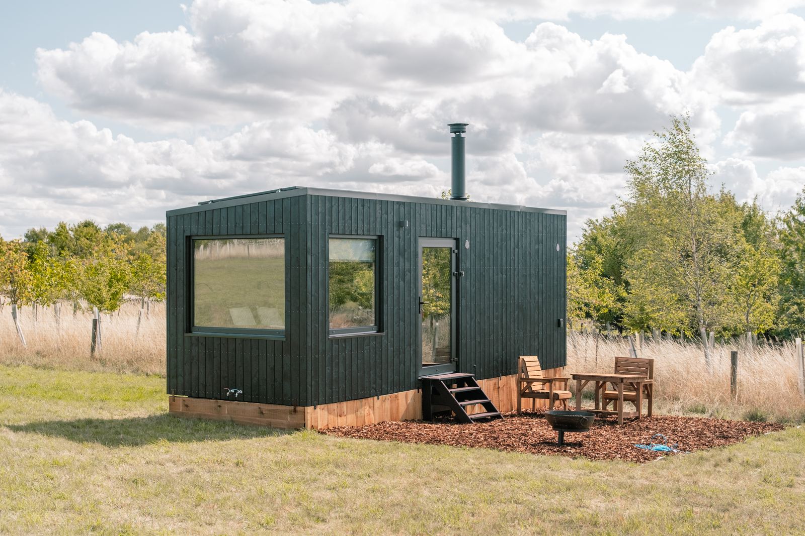 Cabin with open countryside around it
